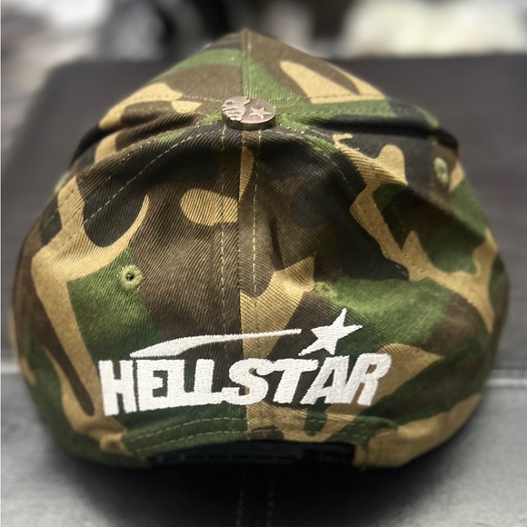 HELLSTAR Camo Rhinestone Logo Snapback Hat - Picture 8 of 11